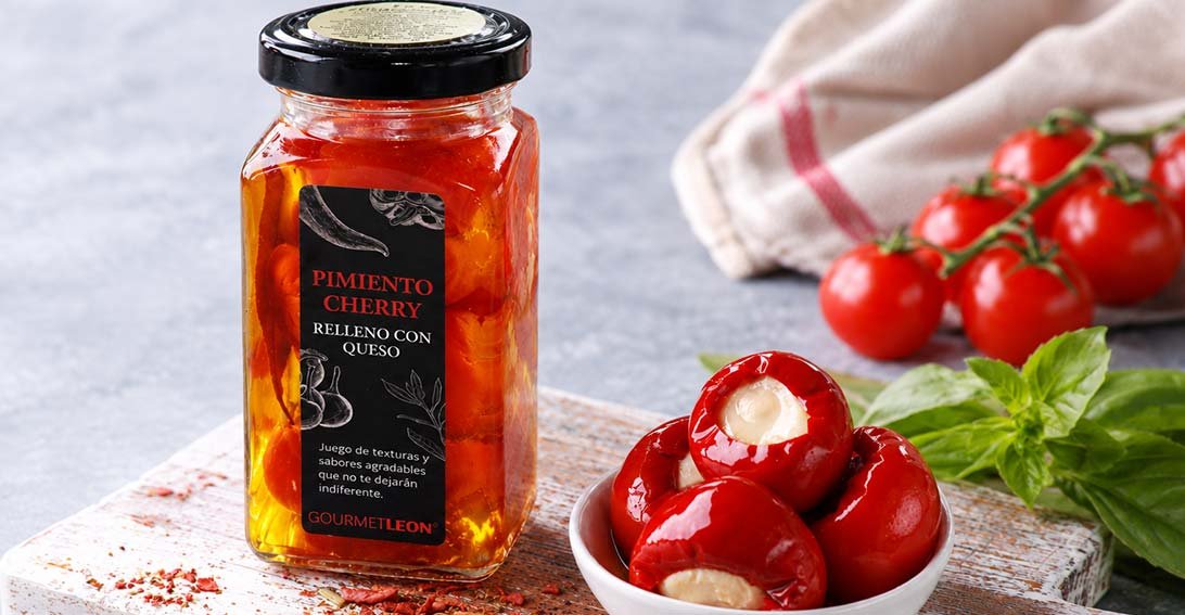 Pimientos cherry rellenos de queso Gourmet Leon