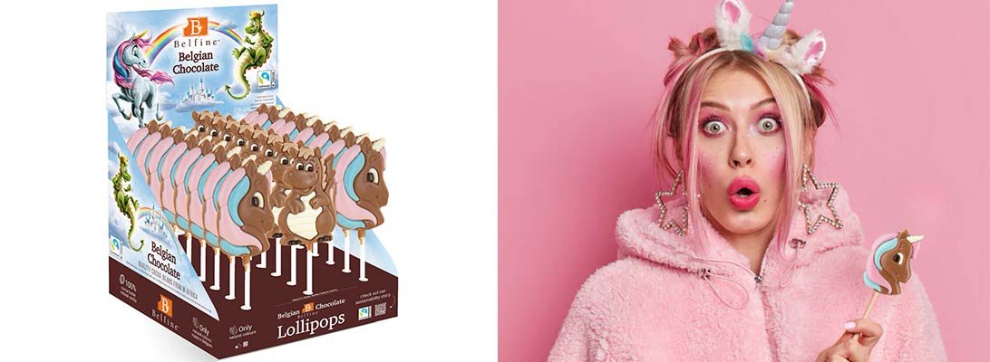 piruletas de unicornio y dragon belfine