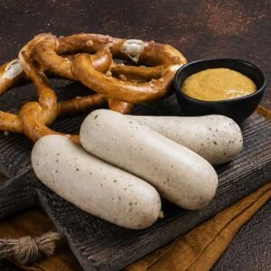 Salchichas y pretzels con mostaza de naranja y whisky Gourmet Leon