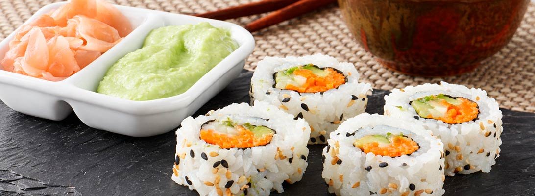 sushi con salsa de rabano con wasabi de Gourmet Leon