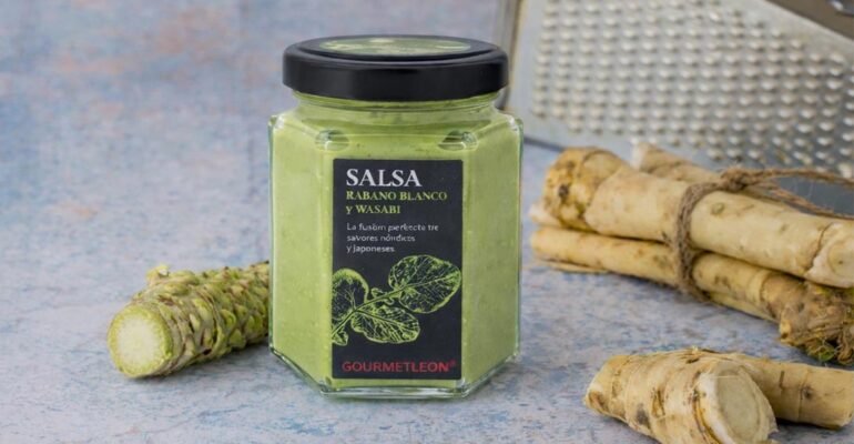 Tarro de salsa de rábano con wasabi de Gourmet Leon