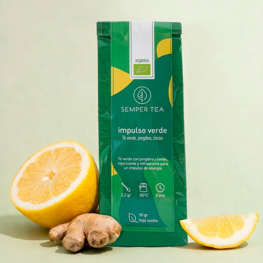 Té verde jengibre limón a granel ecológico Semper Tea